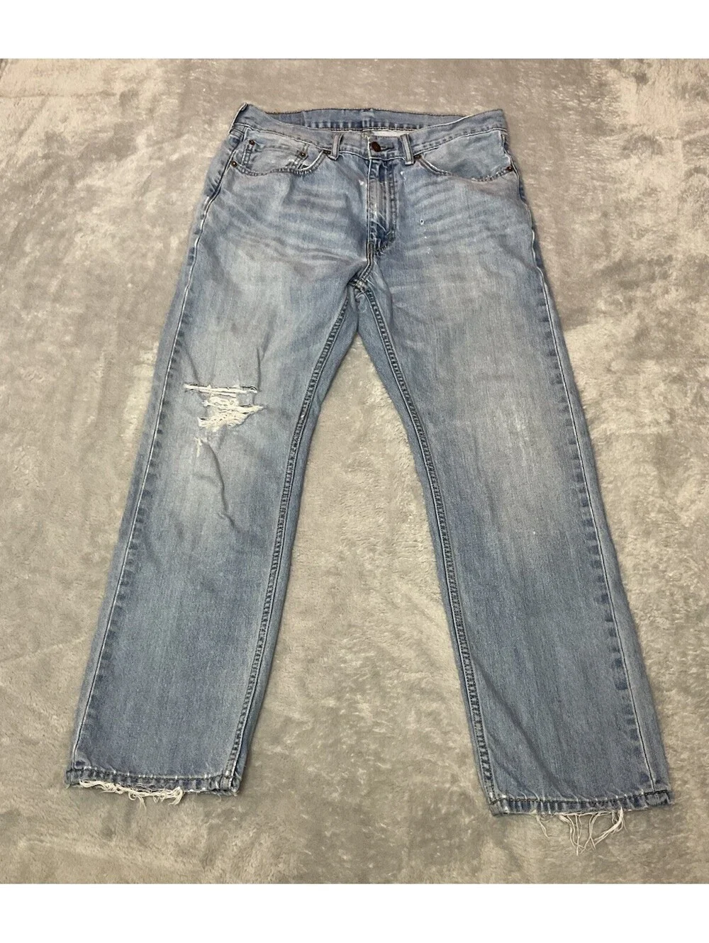 LEVIS 505 Regular Fit MEN'S Jeans Size 34 X 29 Light Wash Distressed